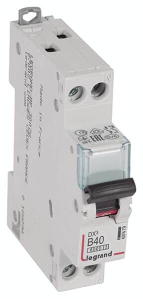 Legrand 407479 DX3 LS-Schalter B 40A 1-polig+N 6kA 230VAC 1TE
