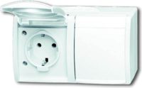 Bild vom Produkt: Busch-Jaeger Schuko-Steckdose 2f. mit Klappdeckel 20/2 EW-54