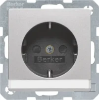 Berker SCHUKO-Steckdose alu/lackiert mit BSF+erhöht BS 47496084