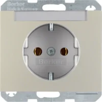 Berker SCHUKO-Steckdose Edelstahl mit Beschriftungsfeld 47397004