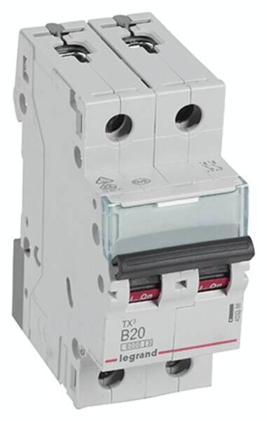 Legrand 403388 TX3 LS-Schalter B 20A 2-polig 6kA 400VAC 2TE