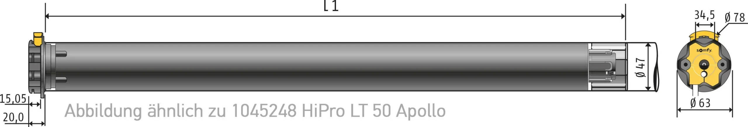 Somfy Somfy Rolladenmotor LT 50 Apollo 30/17 50x1,5/1,6 1045243