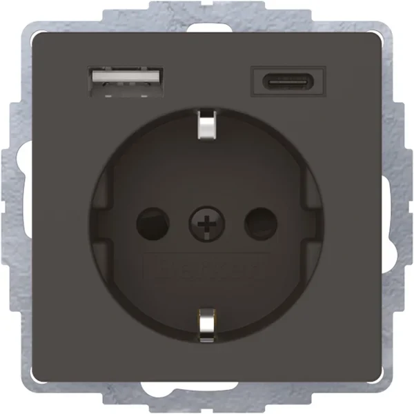 Berker Berker Steckdose SCHUKO/USB anthrazit samt, lackiert 48046086