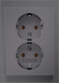 Berker Doppelsteckdose SCHUKO K.5 Edelstahl matt lackiert. 47747004