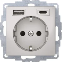 Berker Steckdose SCHUKO/USB aluminium matt, lackiert 48041404