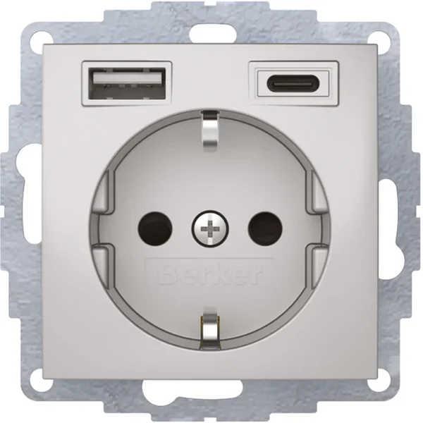 Berker Steckdose SCHUKO/USB aluminium matt, lackiert 48041404