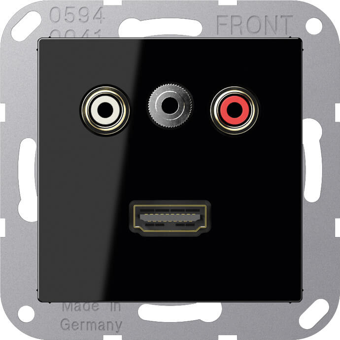 Jung Jung Multimedia-Anschluss schwarz Cinch/Klinke3,5/HDMI MA A 1082 SW