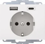 Berker Steckdose SCHUKO/USB polarweiß glänzend 48047009