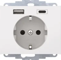Berker Steckdose SCHUKO/USB polarweiß glänzend 48047009
