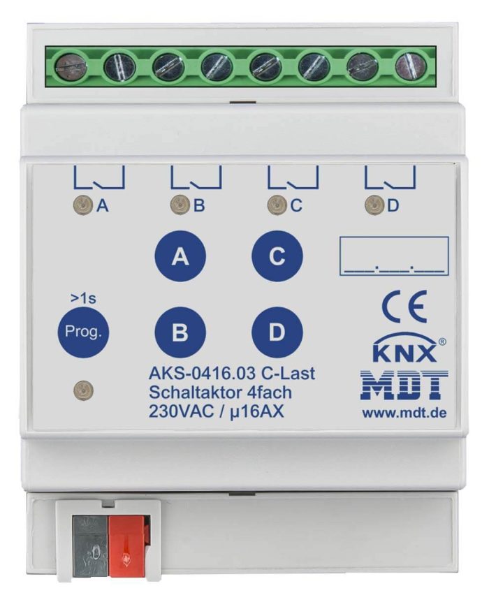 MDT Technologies Schaltaktor 4-fach 4TE REG, 16 A, 230VAC AKS-0416.03 – Bild 1