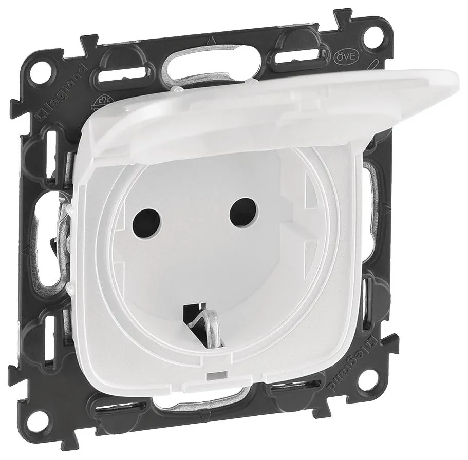 Legrand Legrand 755155 Schuko Steckdose Klappdeckel. mit erhöht Berührungsschutz Valena Allure ultraweiß