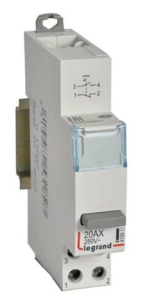 Bild vom Produkt: Legrand 412911 CX3 Druckschalter 20A 1S+1Ö 230VAC AC-12 1TE