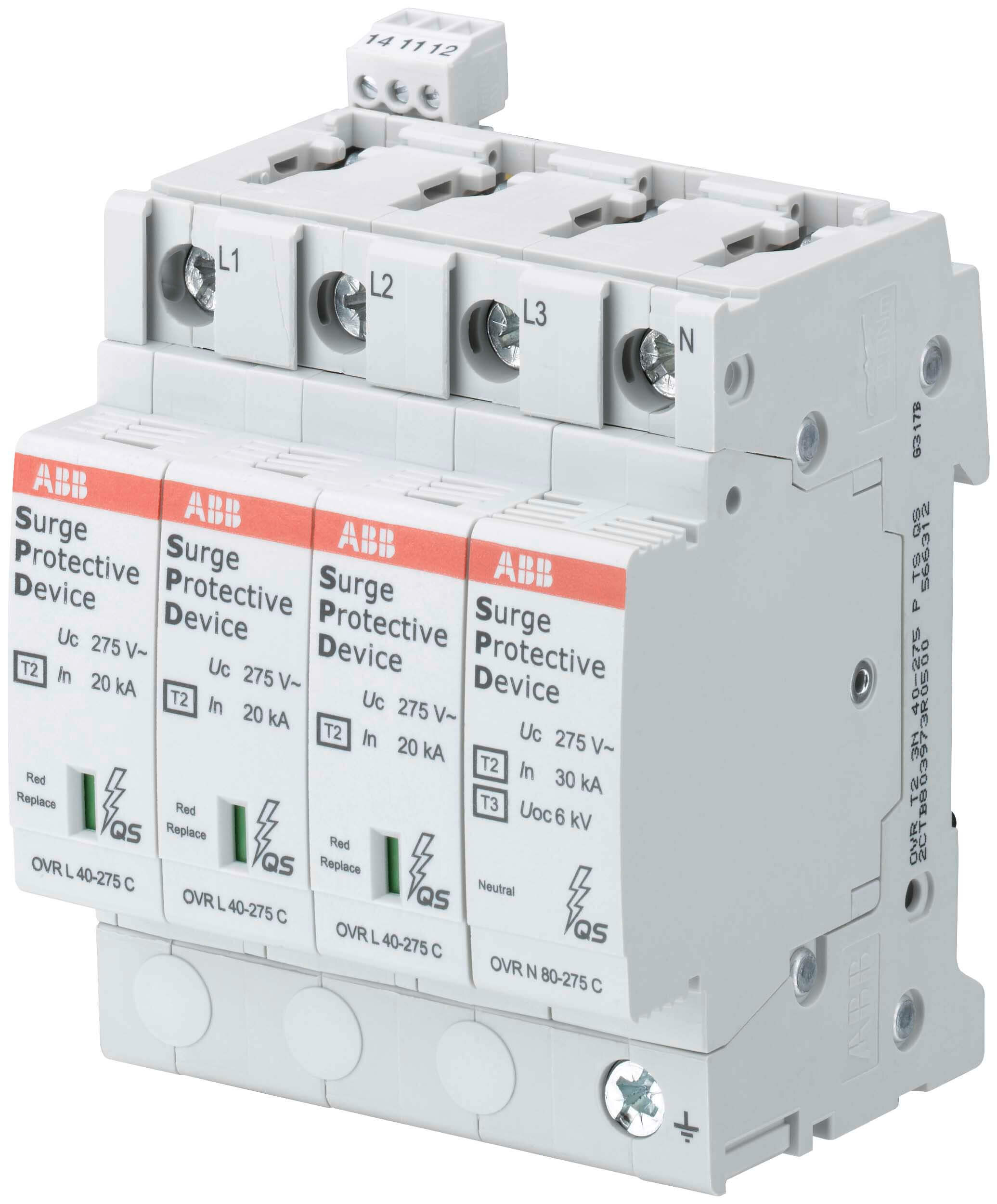 ABB ABB Stotz S&J Überspannungsschutz Typ2 TN-S 4P 40kA OVR T2 4L40-275PTSQS