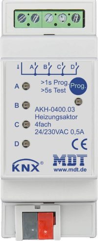 Bild vom Produkt: MDT Technologies Heizungsaktor 4-fach 2TE REG, 24-230VAC, AKH-0400.03