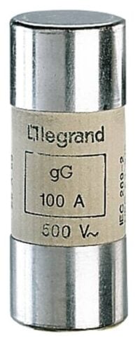 Legrand 015396 Zylindersicherung gG 100A 22x58 trägflink 500VAC 100kA ohne Schlagb.