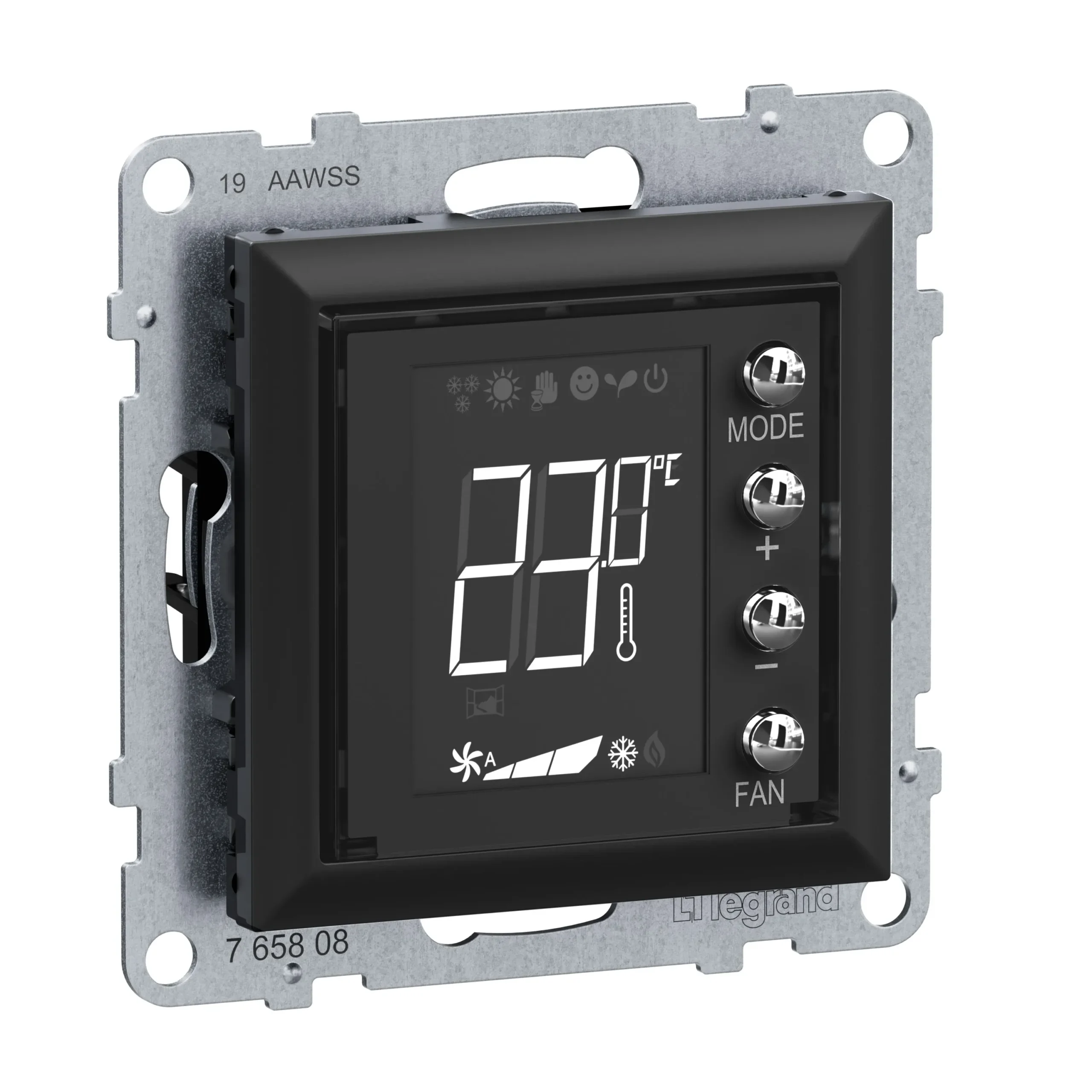 Legrand Legrand 765808 Seano MyHome Thermostat m Display mit Abdeckung in der Farbe schwarz