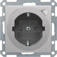Berker SCHUKO-Steckdose alu/lackiert mit FI-Schutzschalter 47086084