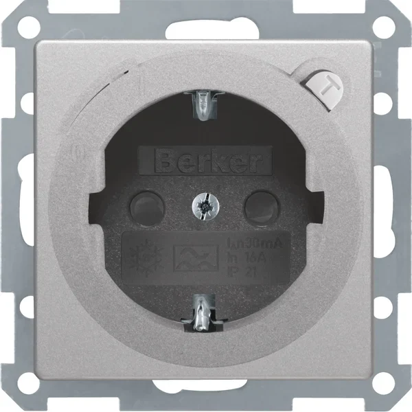 Berker Berker SCHUKO-Steckdose alu/lackiert mit FI-Schutzschalter 47086084