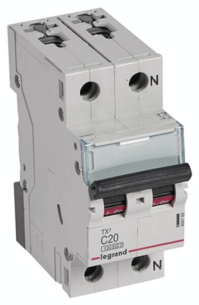 Legrand Legrand 404189 TX3 LS-Schalter C 20A 1-polig+N 10kA 230VAC 2TE