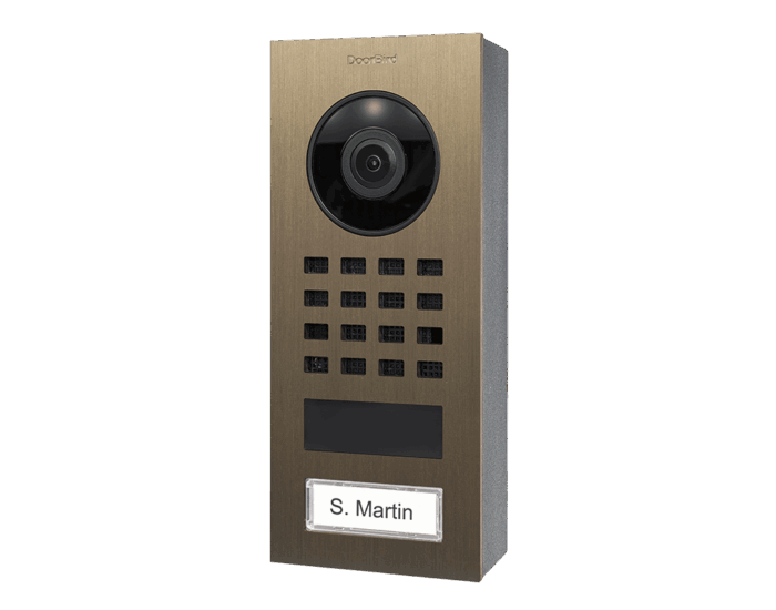 DoorBird IP Video Türstation D1101V Aufputz inkl. Aufputzgehäuse, echtes Messing brüniert – Bild 1