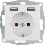 Berker Steckdose SCHUKO/USB S.1, weiß glänzend 48038982