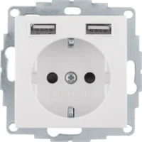 Berker Steckdose SCHUKO/USB S.1, weiß glänzend 48038982