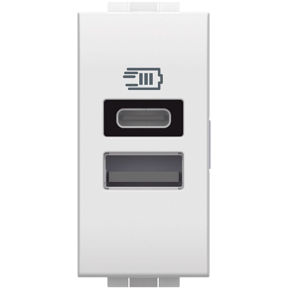 Legrand BTicino N4191AC LivingLight USB-Lade- steckdose 1M m.1xUSB-A u.1xUSB-C Weiß