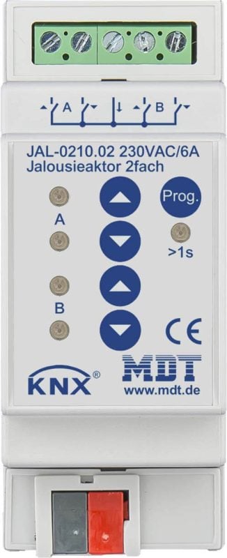 MDT Technologies Jalousieaktor JAL 2-fach Reiheneinbaugerät, 10A, 230VAC, JAL-0210.02