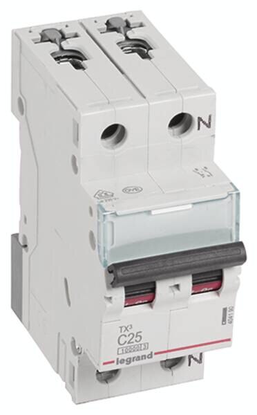 Legrand Legrand 404190 TX3 LS-Schalter C 25A 1-polig+N 10kA 230VAC 2TE