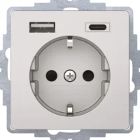 Berker Steckdose SCHUKO/USB aluminium samt, lackiert 48046084