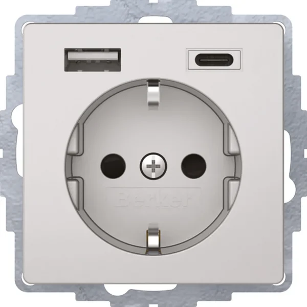 Berker Berker Steckdose SCHUKO/USB aluminium samt, lackiert 48046084