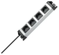 Kopp 226120010 Powerversal Steckdosenl. 4-fach 250V 16A 2-polig352,6x71x58,3 silb-schwarz