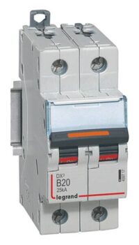 Legrand 409717 DX3 LS-Schalter B 20A 2-polig 25kA 400VAC 2TE
