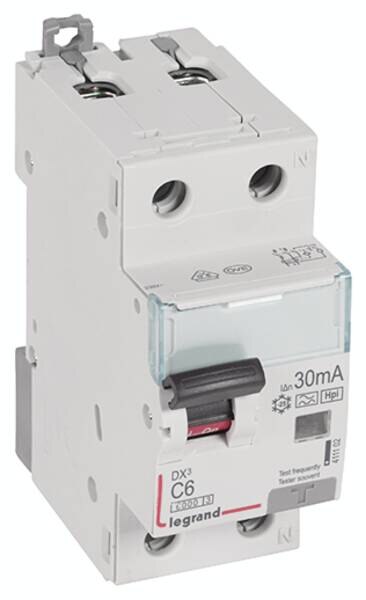 Legrand 411102 DX3 Fi/LS-Schalter C 6A 1P+N 6kA 30mA Typ F 230VAC 2TE