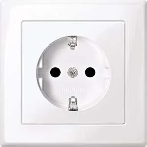 Merten Merten SCHUKO-Steckdose alpinweiß/gl volle Abdeckplatte MEG2300-1425