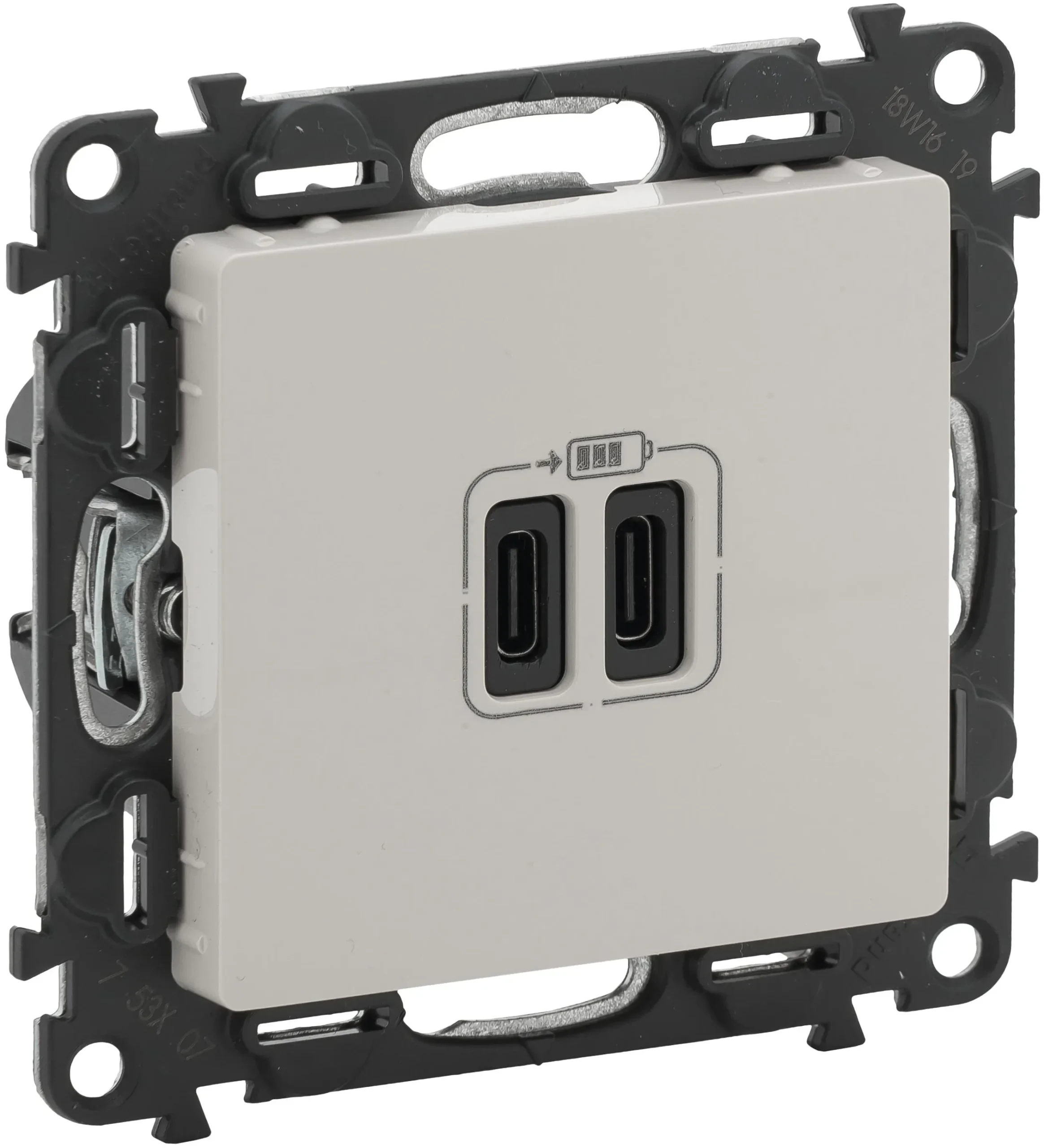 Legrand Legrand 753207 USB-C 2-fach Lade- steckdose 2M 3A Valena Life mandelweiß