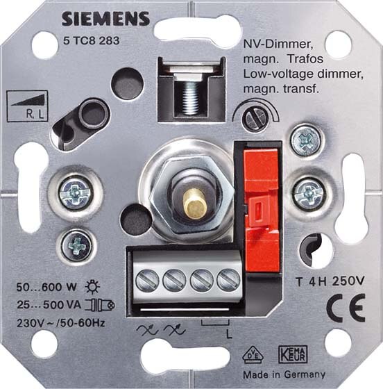 Siemens Siemens 5TC8283 NV-Dimmer R L mit Druck- Aus/Wechselschalter Unterputz 60-600W 25-500VA
