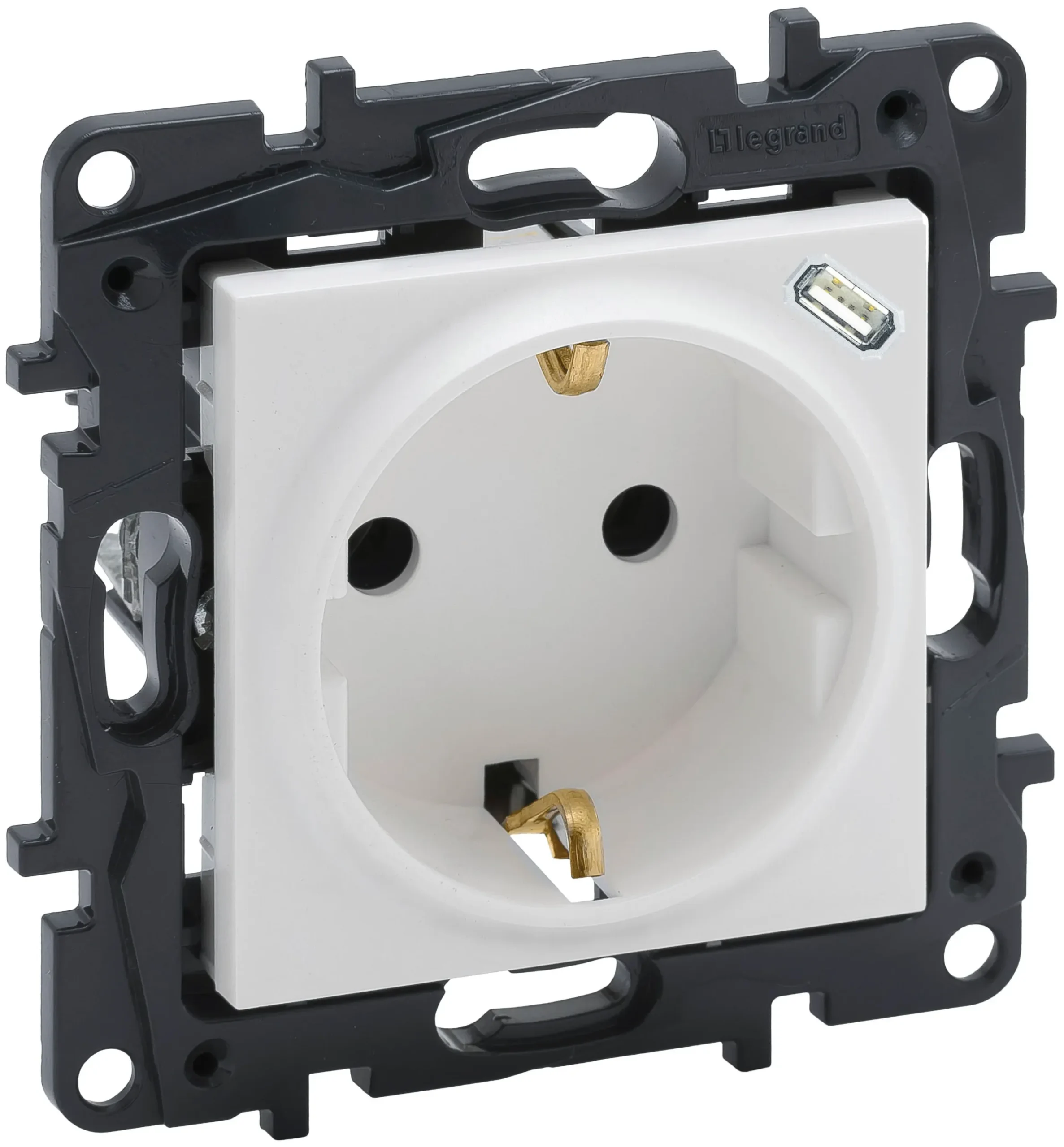 Legrand Legrand 864127 Schuko Steckdose mit USB-C Berührungsschutz Niloe Step ultraweiß