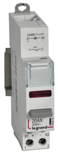 Bild vom Produkt: Legrand 412919 CX3 Taster 20A 1Ö+LED rot 12/48VAC/DC AC-12 1TE