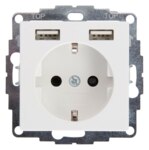 Kopp 296229011 ATHENIS UP-Schutzkontakt Steckdose 2 USB Ladebuchsen reinweiß