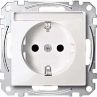 Merten SCHUKO-Steckdose pws/gl mit Schriftfeld MEG2302-0319