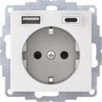 Berker Steckdose SCHUKO/USB polarweiß matt 48041909