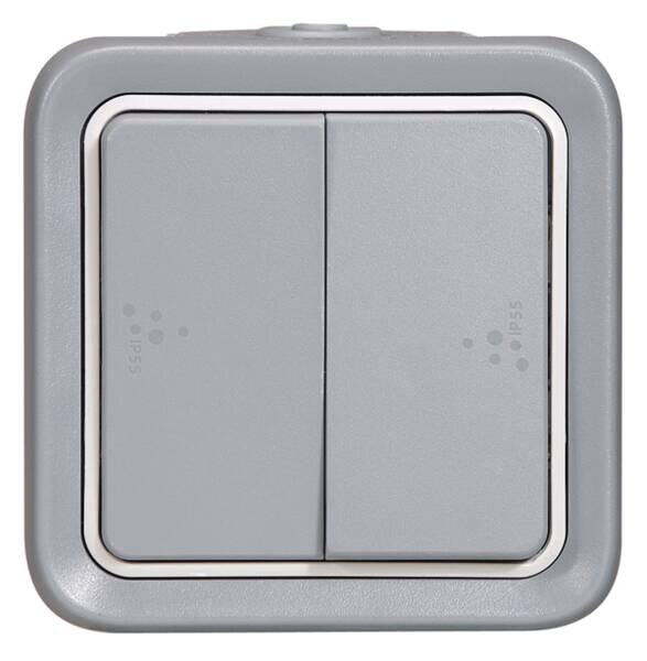 Legrand Legrand 069715 Wippschalter Doppel- wechsel FR-Aufputz Plexo55 grau