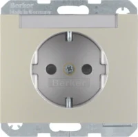 Berker SCHUKO-Steckdose Edelstahl mit Beschriftungsfeld 47387004