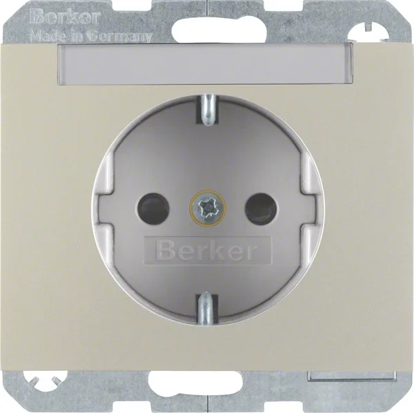 Berker Berker SCHUKO-Steckdose Edelstahl mit Beschriftungsfeld 47387004