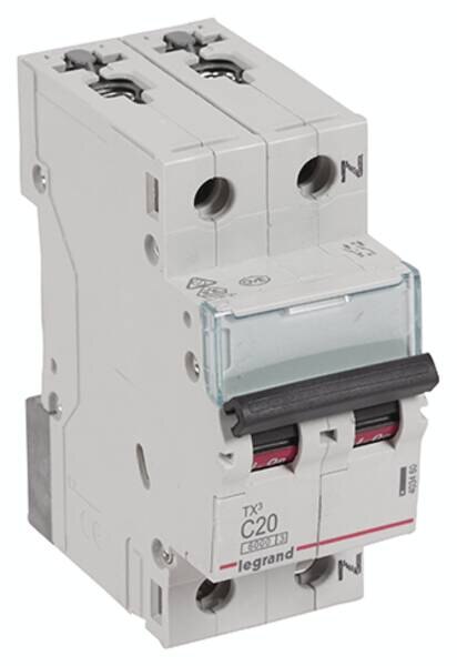 Legrand 403460 TX3 LS-Schalter C 20A 1-polig+N 6kA 230VAC 2TE