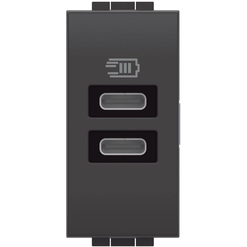 Legrand BTicino L4191CC LivingLight USB-Lade- steckdose 1M m.2xUSB-C Anthrazit