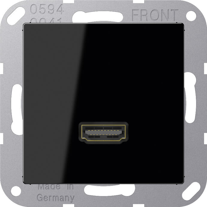 Jung Jung Multimedia-Anschluss schwarz HDMI mit Tragring MA A 1112 SW