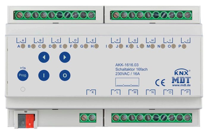 MDT Technologies Schaltaktor AKK 16-fach 8TE REG, 16A, 230VAC AKK-1616.03 – Bild 1