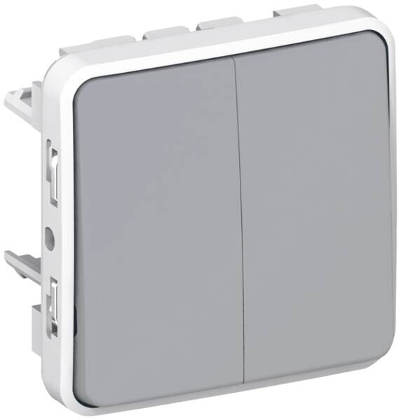 Legrand Legrand 069525 Wippschalter Doppel- wechsel Feuchtraum modular Plexo55 grau